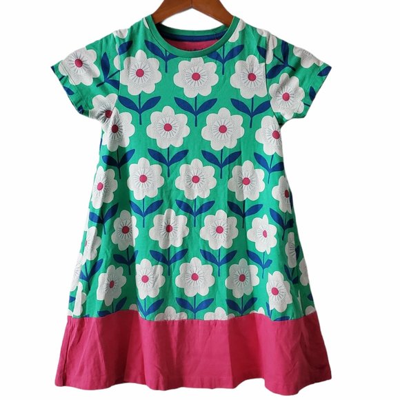 Mini Boden Other - Mini Boden Little Girls Floral A-Line Pink Green Jersey Cotton Shirt Dress 7-8Y